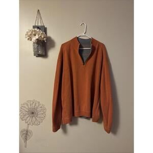 Tommy Bahama Men's Grey Orange Long Sleeve Reversible 1/4 Zip Pullover Size 2X